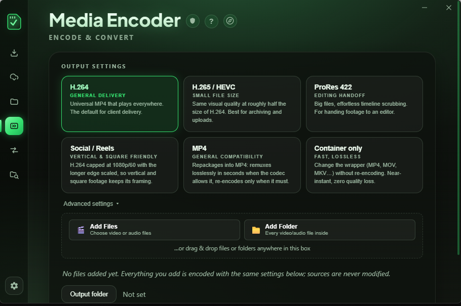InJest Media Encoder Tab Interface